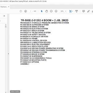 Tadano Hydraulic Crane TR-500E-2-01202 4 BOOM + 2 JIB, 2M2D Parts Manual - PDF DOWNLOAD