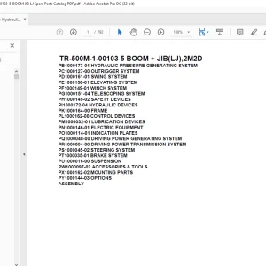 Tadano Hydraulic Crane TR-500M-1-00103 5 BOOM + JIB(LJ),2M2D Parts Manual