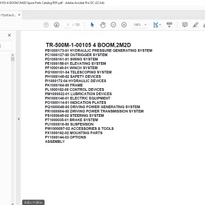 Tadano Hydraulic Crane TR-500M-1-00105 4 BOOM,2M2D Parts Manual - PDF DOWNLOAD