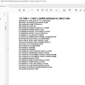 Tadano TS-75M-1-11600 LOWER,NISSAN KC-MK211BH Parts Manual
