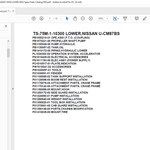 Tadano Telescopic TS-75M-1-10300 LOWER,NISSAN U-CM87BS Parts Manual