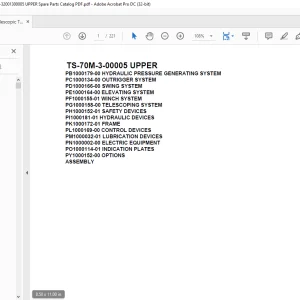 Tadano Telescopic Truck Crane TS-70M-3-00005 UPPER Parts Manual - PDF DOWNLOAD
