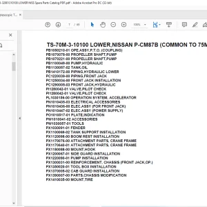 Tadano Telescopic Truck Crane TS-70M-3-10100 LOWER,NISSAN P-CM87B (COMMON TO 75M) Parts Manual