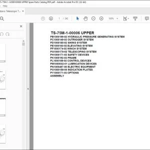 Tadano Telescopic Truck Crane TS-75M-1-00006 UPPER Parts Manual