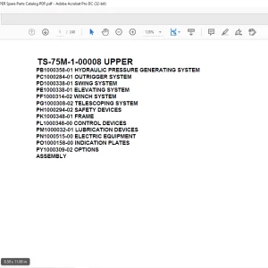 Tadano Telescopic Truck Crane TS-75M-1-00008 UPPER Parts Manual -  PDF DOWNLOAD