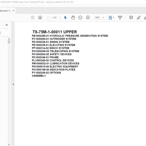 Tadano Telescopic Truck Crane TS-75M-1-00011 UPPER Parts Manual  -  PDF DOWNLOAD