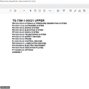 Tadano Telescopic Truck Crane TS-75M-1-00021 UPPER Parts Manual  - PDF DOWNLOAD