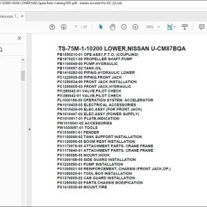 Tadano Telescopic Truck Crane TS-75M-1-10200 LOWER,NISSAN U-CM87BQA Parts Manual