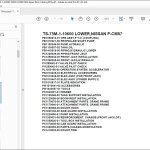 Tadano Telescopic Truck Crane TS-75M-1-10600 LOWER,NISSAN P-CM87 Parts Manual