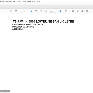 Tadano Telescopic Truck Crane TS-75M-1-10800 LOWER,NISSAN U-CL87BE Parts Manual - PDF DOWNLOAD