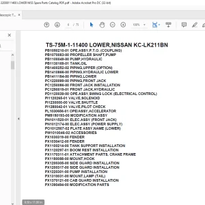 Tadano Telescopic Truck Crane TS-75M-1-11400 LOWER,NISSAN KC-LK211BN Parts Manual