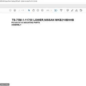Tadano Telescopic Truck Crane TS-75M-1-11700 LOWER,NISSAN MKB210BHHB Parts Manual