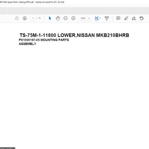 Tadano Telescopic Truck Crane TS-75M-1-11800 LOWER,NISSAN MKB210BHRB Parts Manual