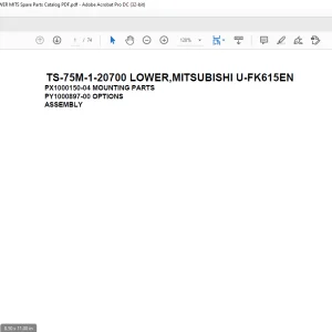Tadano Telescopic Truck Crane TS-75M-1-20700 LOWER,MITSUBISHI U-FK615EN Parts Manual