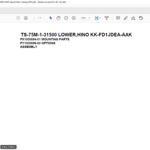 Tadano Telescopic Truck Crane TS-75M-1-31500 LOWER,HINO KK-FD1JDEA-AAK Parts Manual - PDF