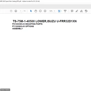 Tadano Telescopic Truck Crane TS-75M-1-40500 LOWER,ISUZU U-FRR32D1XN Parts Manual