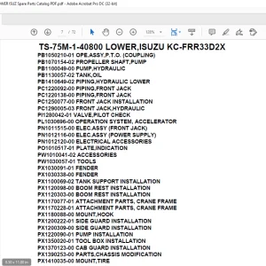 Tadano Telescopic Truck Crane TS-75M-1-40800 LOWER,ISUZU KC-FRR33D2X Parts Manual