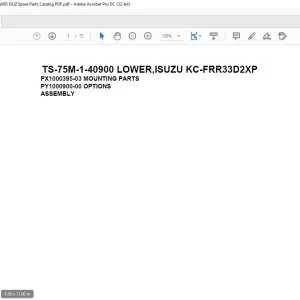 Tadano Telescopic Truck Crane TS-75M-1-40900 LOWER,ISUZU KC-FRR33D2XP Parts Manual