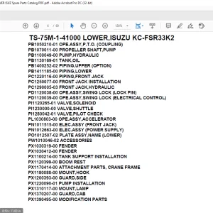 Tadano Telescopic Truck Crane TS-75M-1-41000 LOWER,ISUZU KC-FSR33K2 Parts Manual