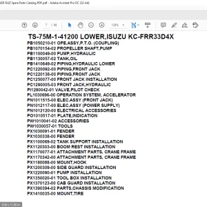 Tadano Telescopic Truck Crane TS-75M-1-41200 LOWER,ISUZU KC-FRR33D4X Parts Manual