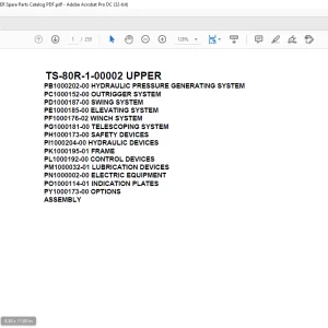 Tadano Telescopic Truck Crane TS-80R-1-00002 UPPER Parts Manual - PDF DOWNLOAD