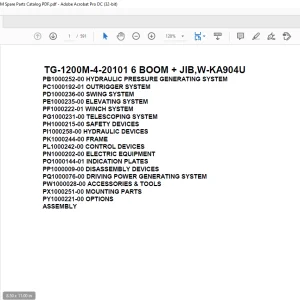 Tadano Truck Crane TG-1200M-4-20101 6 BOOM + JIB,W-KA904U Parts Manual PDF