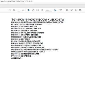 Tadano Truck Crane TG-1600M-1-10202 5 BOOM + JIB,KG67W Parts Manual PDF