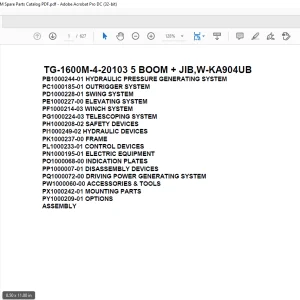 Tadano Truck Crane TG-1600M-4-20103 5 BOOM + JIB,W-KA904UB Parts Manual - PDF DOWNLOAD