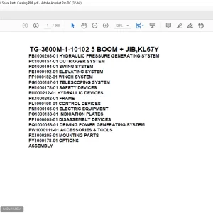 Tadano Truck Crane TG-3600M-1-10102 5 BOOM + JIB,KL67Y Parts Manual - PDF DOWNLOAD