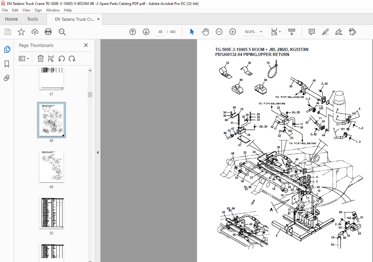 Tadano Truck Crane TG-500E-2-10101 5 BOOM + JIB, 2M2D, KG53TXL Parts Manual – PDF - Image 4