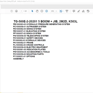 Tadano Truck Crane TG-500E-2-20201 5 BOOM + JIB, 2M2D, K503L Parts Manual - PDF