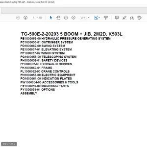 Tadano Truck Crane TG-500E-2-20203 5 BOOM + JIB, 2M2D, K503L Parts Manual