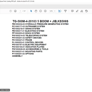 Tadano Truck Crane TG-500M-4-20103 5 BOOM + JIB,KS506S Parts Manual - PDF DOWNLOAD