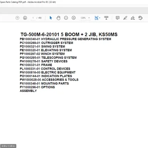 Tadano Truck Crane TG-500M-6-20101 5 BOOM + 2 JIB, KS50MS Parts Manual PDF