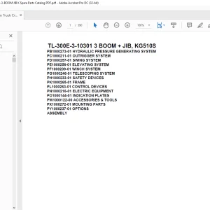 Tadano Truck Crane TL-300E-3-10301 3 BOOM + JIB, KG510S Parts Manual - PDF DOWNLOAD