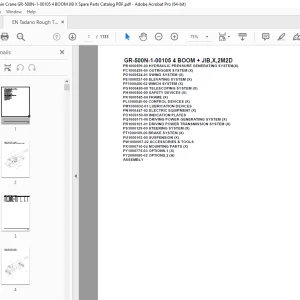 Tadano crane GR-500N-1-00105 4 BOOM + JIB,X,2M2D Parts Manual PDF