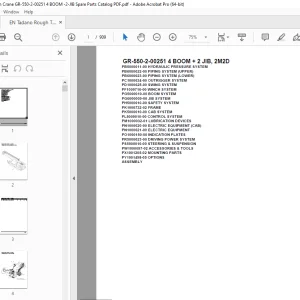 Tadano crane GR-550-2-00251 4 BOOM + 2 JIB, 2M2D Parts Manual PDF