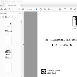 ZF CAMBIO DEL TRATTORE TIPO T-7336 PS MANUALE DI RIPARAZIONE PDF