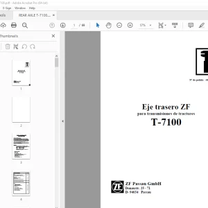 ZF Eje trasero para transmisiones de tractores T-7100 MANUAL DE REPARACIÓN PDF