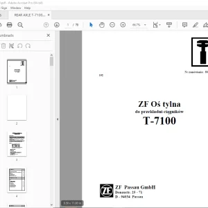 ZF Oś tylna do przekładni ciągników T-7100 INSTRUKCJA NAPRAWCZA PDF