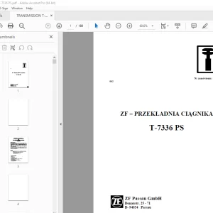 ZF PRZEKŁADNIA CIĄGNIKA T-7336 PS INSTRUKCJA NAPRAWCZA PDF