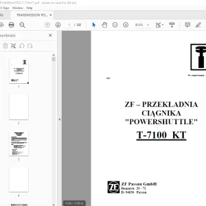ZF Powershuttle T-7100 KT przekładni ciągnika INSTRUKCJA NAPRAWCZA PDF