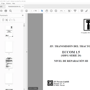 ZF TRANSMISIÓN DEL TRACTOR ECCOM 1.5 (SDFG SERIE 20) MANUAL DE REPARACIÓN PDF
