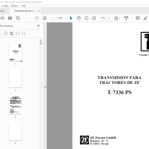 ZF TRANSMISIÓN PARA TRACTORES T-7336 PS MANUAL DE REPARACIÓN PDF