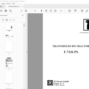 ZF TRANSMISSÃO DO TRACTOR T-7336 PS MANUAL DE REPARAÇÃO - PDF DOWNLOAD