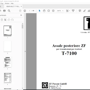 ZF assale posteriore T-7100 MANUALE DI RIPARAZIONE - PDF DOWNLOAD