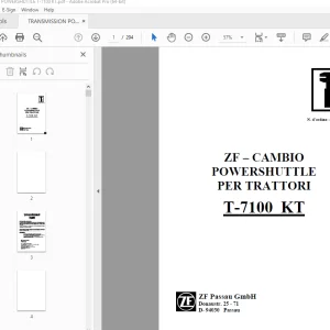 ZF cambio Powershuttle ZF trattori T-7100 KT MANUALE DI RIPARAZIONE PDF