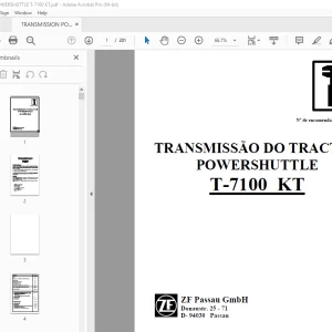 ZF transmissão do tractor Powershuttle T-7100 KT MANUAL DE REPARAÇÃO PDF