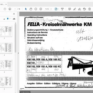 Fella KM 166-192 KC Rotary Mower Operation & Parts Manual - PDF