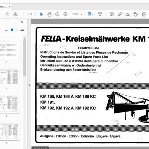 Fella KM 166-192 KC Rotary Mowers Operation & Parts Manual - PDF
